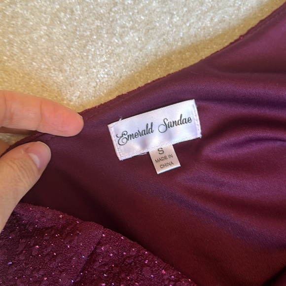 Shimmering Eggplant Purple One Shoulder Embellished Cocktail Dress NWOT - Picture 3 of 4
